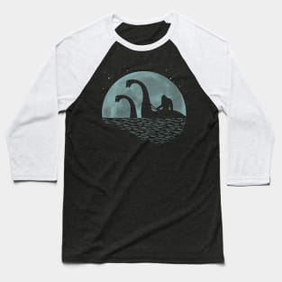 Bigfoot Riding Loch Ness Monster Baseball T-Shirt